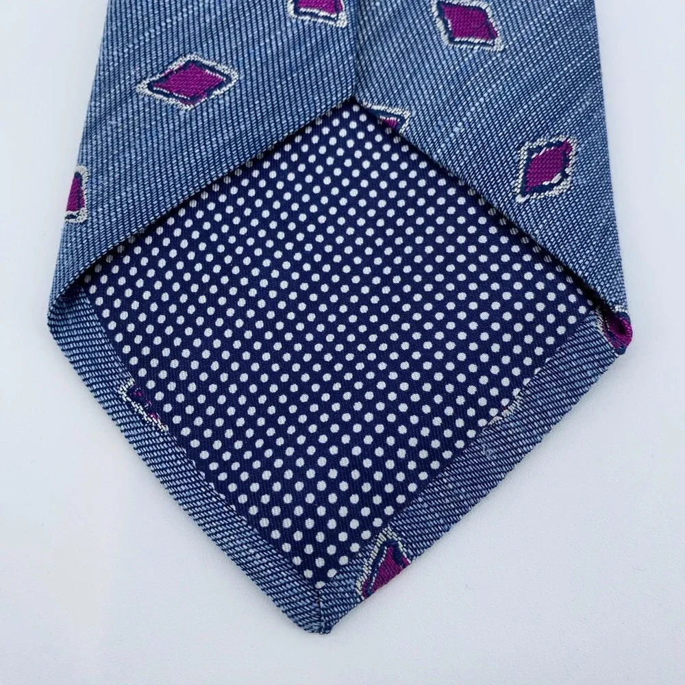 Eton Tie Mens One Size Blue Pink Patterned Luxury Classic Necktie Italy Made NWT